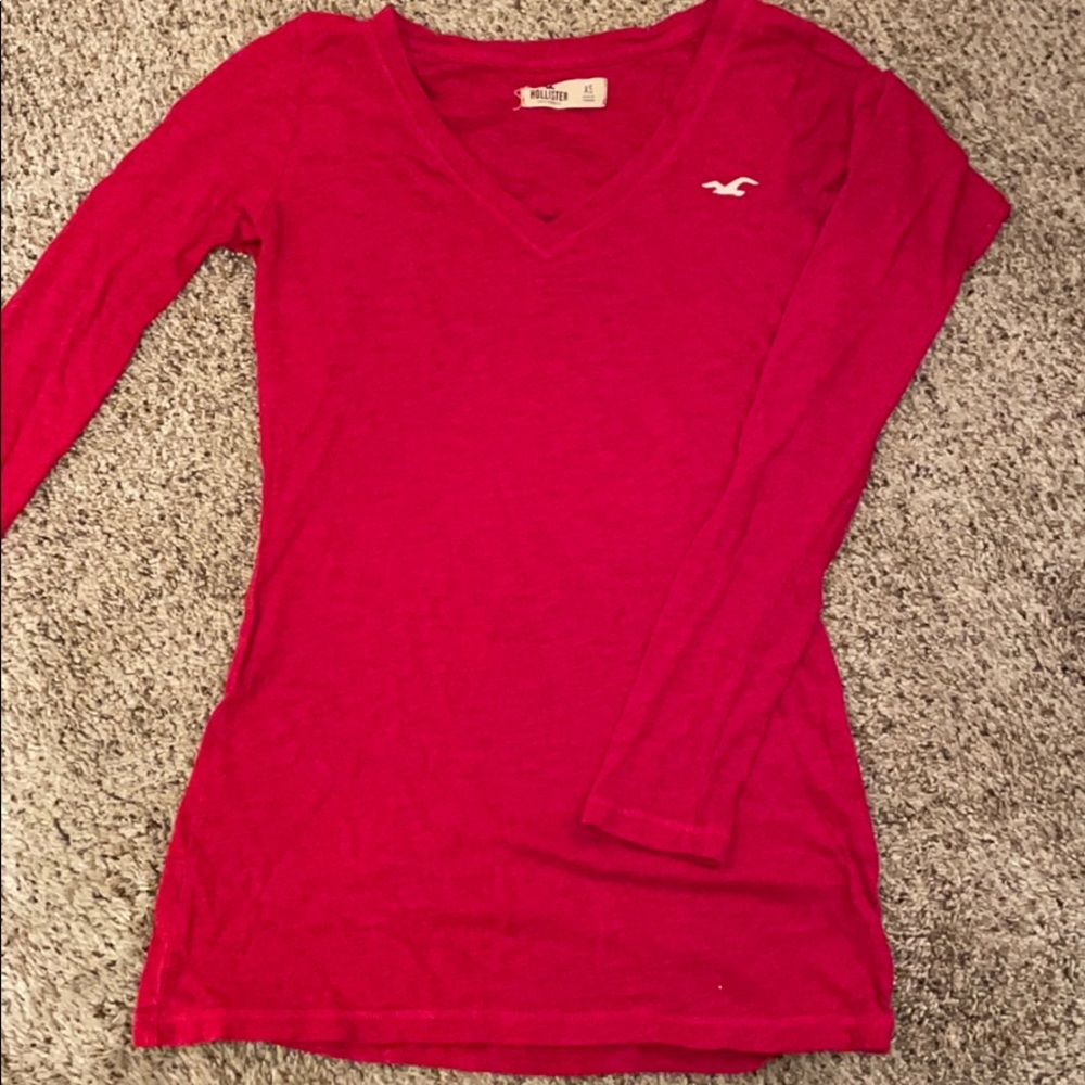 Red Hollister V-Neck LongSleeve